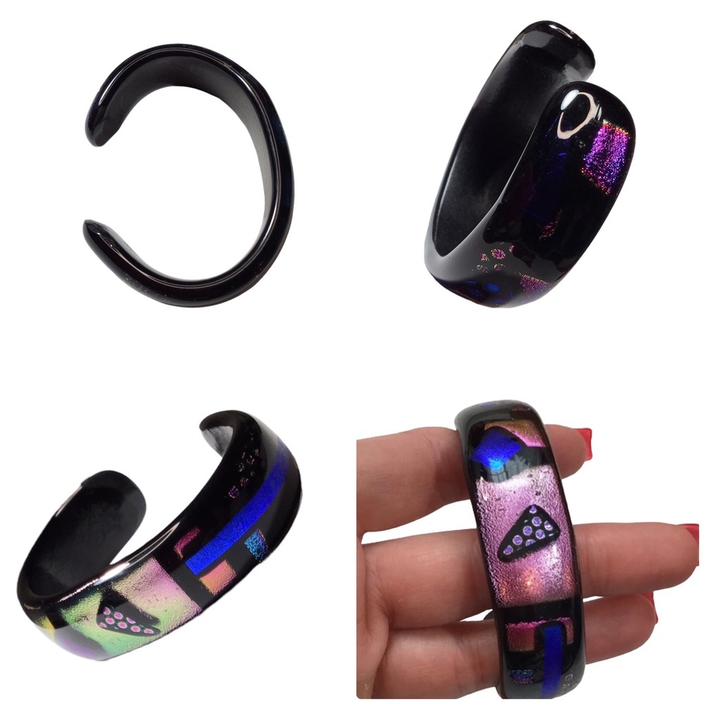 Kirkland Artist Co-Op - Vintage Dichroic Glass Cuff Bracelet - OS